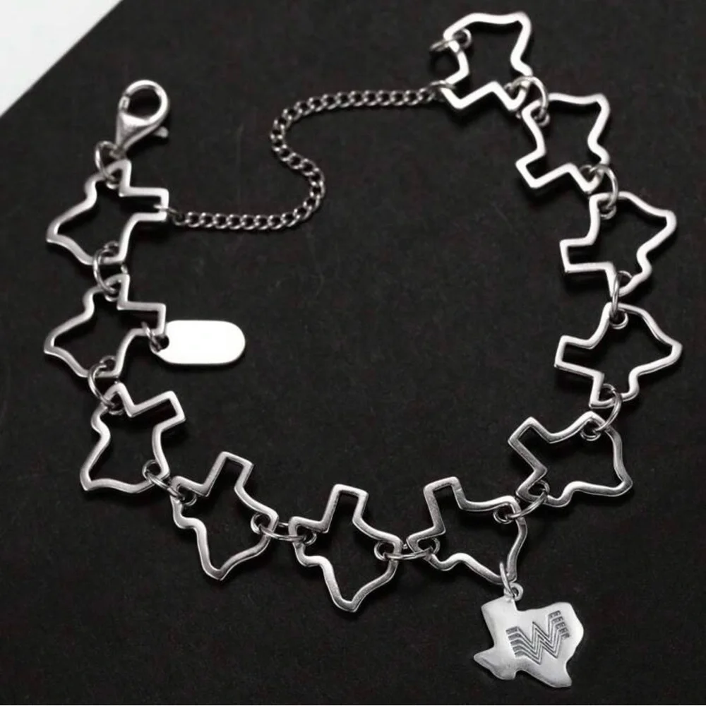 925 Silver Texas State Charm Bracelet - Picture 2 of 3
